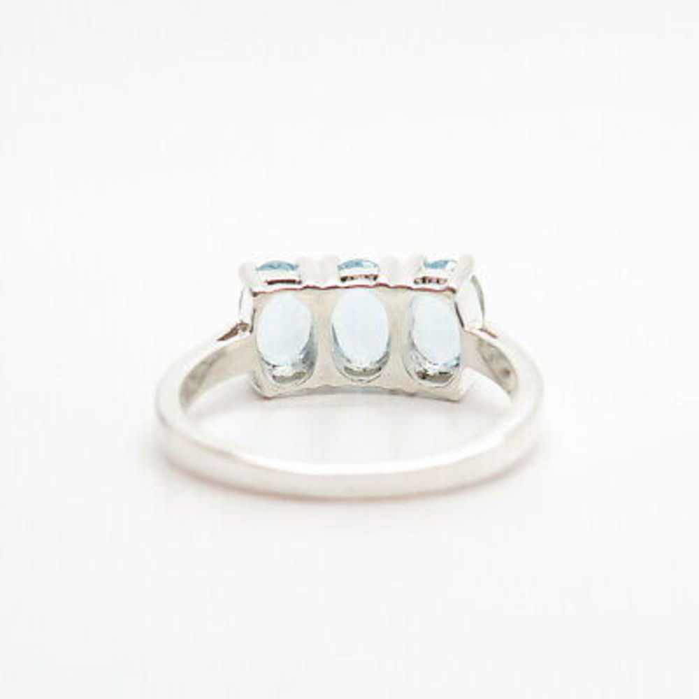 925 Sterling Silver Real Blue Topaz Gemstone Ring Size 7 1/4 - Picture 5 of 7